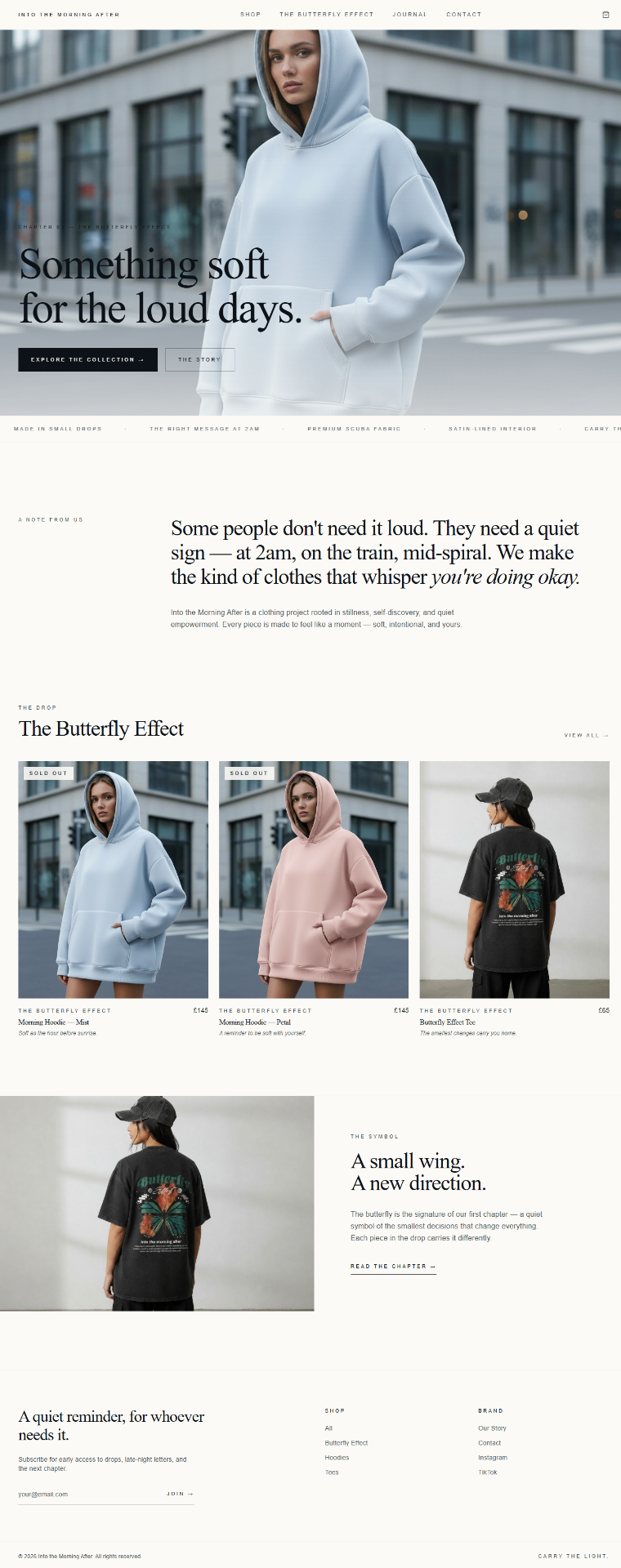 store.intothemorningafter.com homepage preview